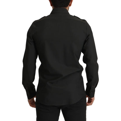 Dolce Gabbana Slim Fit Gold Cotton Shirt Classic Style Long Sleeve &