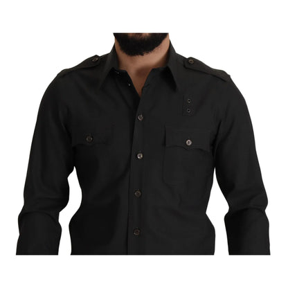 Dolce Gabbana Slim Fit Gold Cotton Shirt Classic Style Long Sleeve &