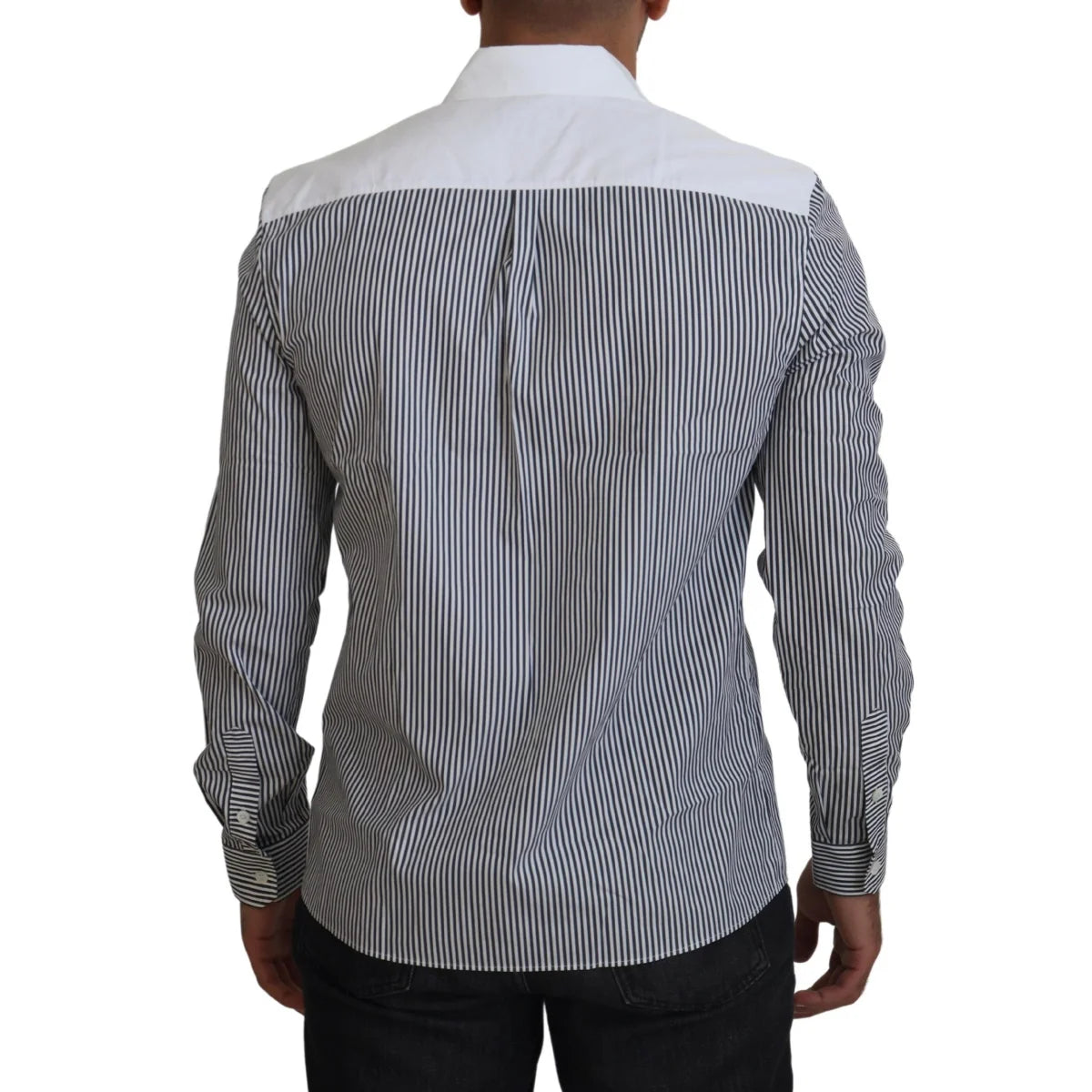 Dolce & Gabbana Slim Fit White Striped Gray Shirt