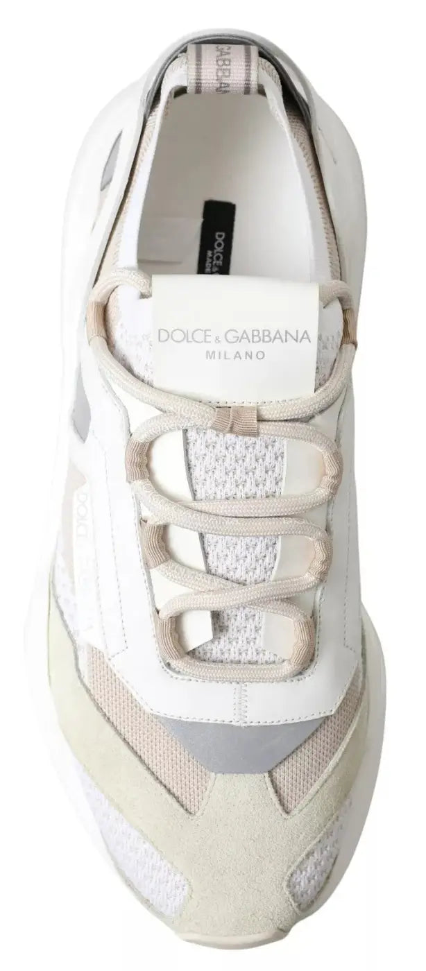 Dolce &amp; Gabbana Sneakers White Beige Leather Sport DAYMASTER Shoes