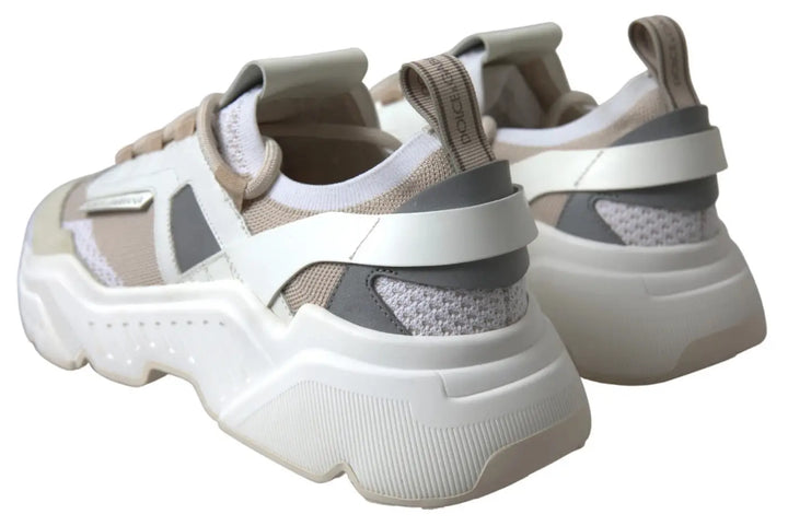 Dolce &amp; Gabbana Sneakers White Beige Leather Sport DAYMASTER Shoes