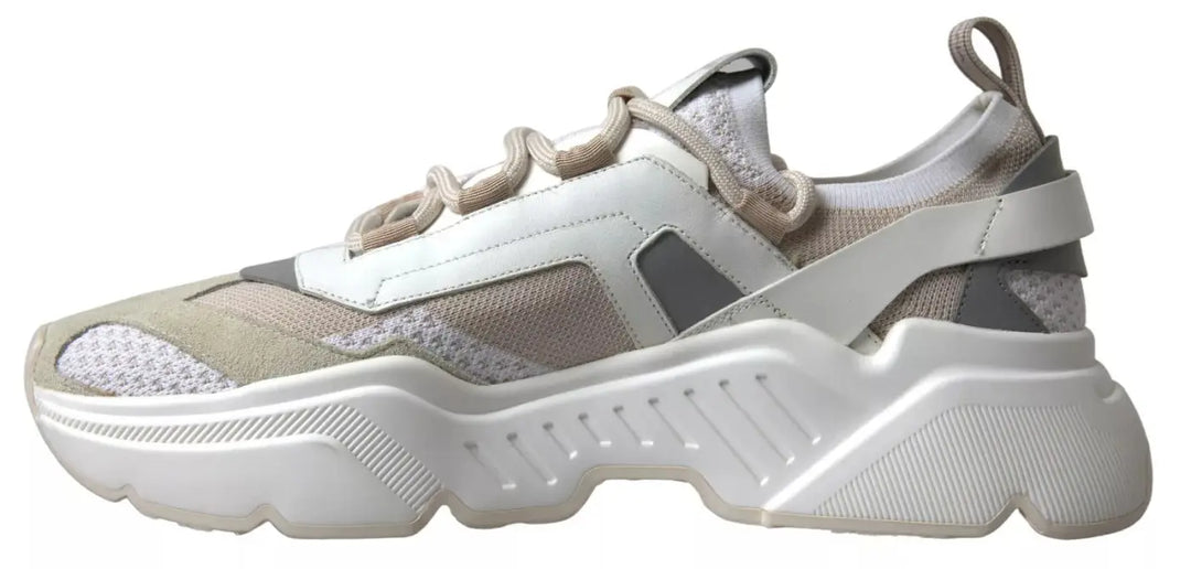 Dolce &amp; Gabbana Sneakers White Beige Leather Sport DAYMASTER Shoes
