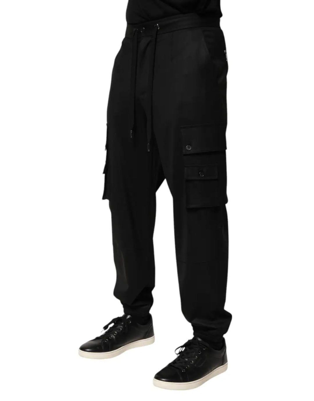 Dolce &amp; Gabbana Solid Black Cargo Jogger Men Sweatpants Pants