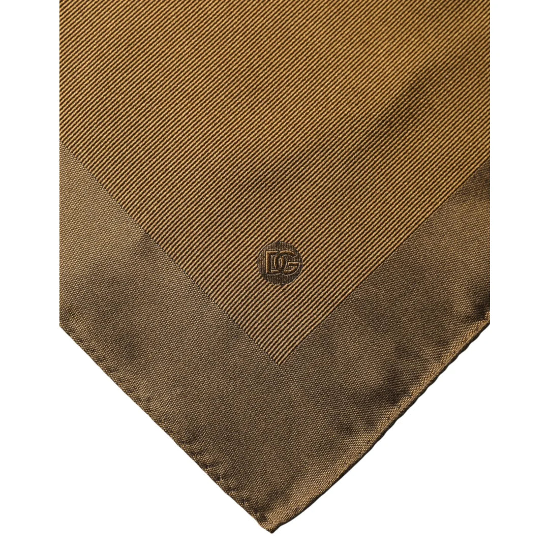 Dolce &amp; Gabbana Square Handkerchief with Brown Logo Silk Motif