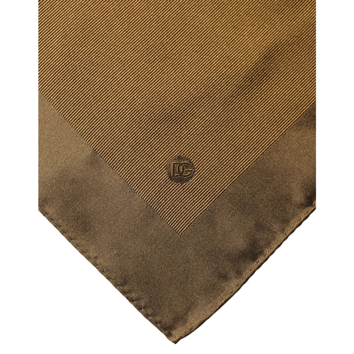 Dolce &amp; Gabbana Square Handkerchief with Brown Logo Silk Motif