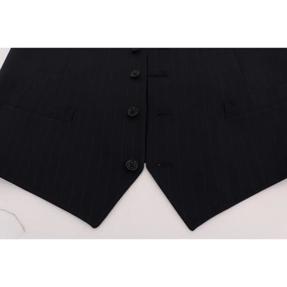Dolce and Gabbana Staff Blue Wool Waistcoat Vest Authentic Luxury &