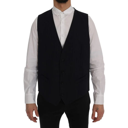 Dolce and Gabbana Staff Blue Wool Waistcoat Vest Authentic Luxury &