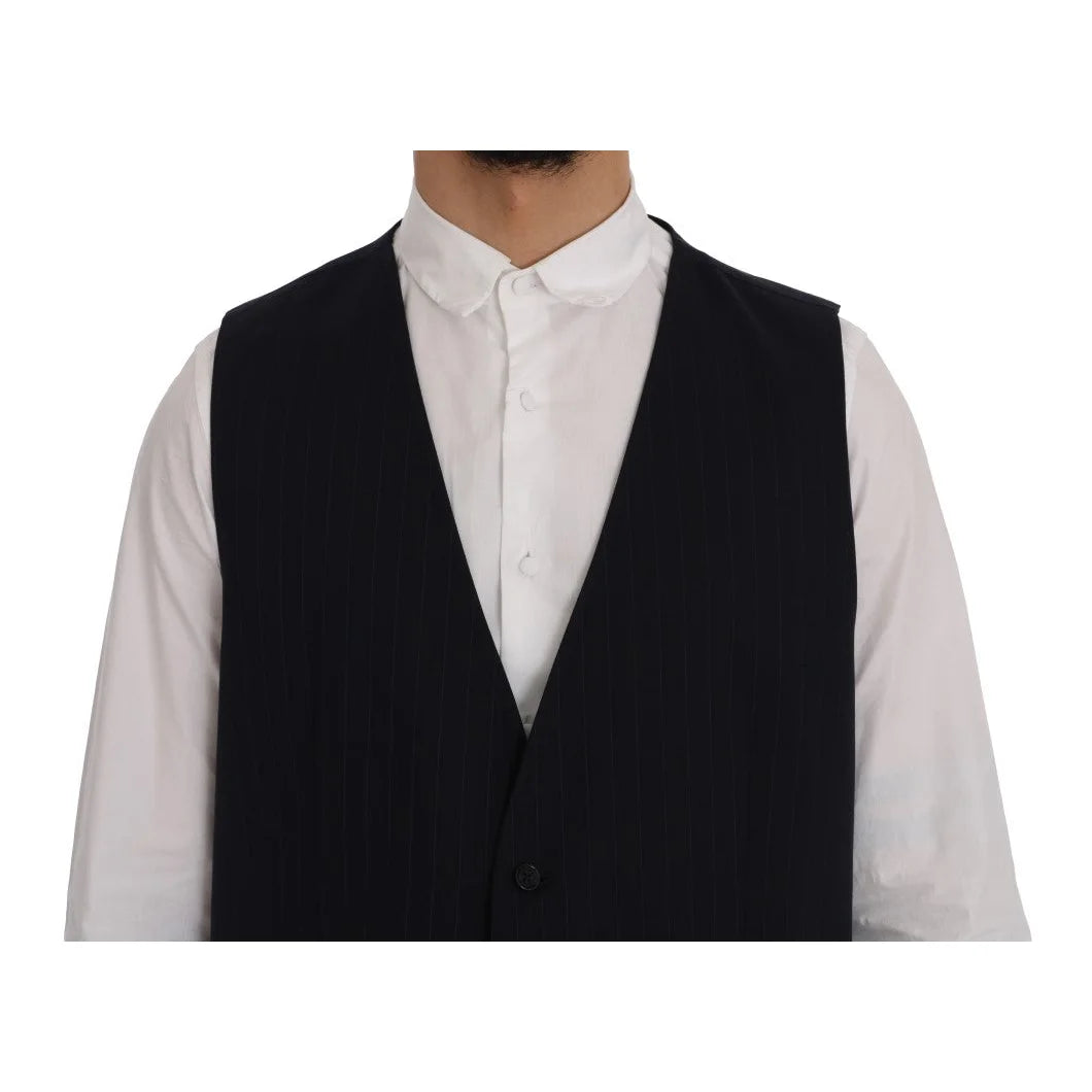 Dolce and Gabbana Staff Blue Wool Waistcoat Vest Authentic Luxury &