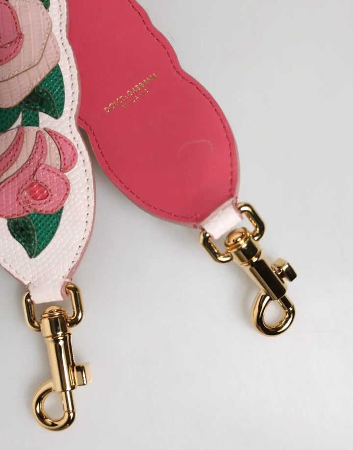 Dolce &amp; Gabbana Strap White Floral Calf Leather Bag Accessory Shoulder