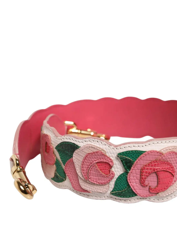Dolce &amp; Gabbana Strap White Floral Calf Leather Bag Accessory Shoulder