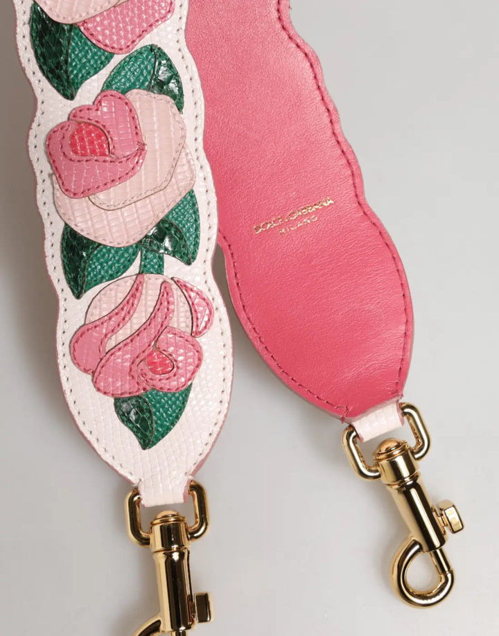 Dolce &amp; Gabbana Strap White Floral Calf Leather Bag Accessory Shoulder
