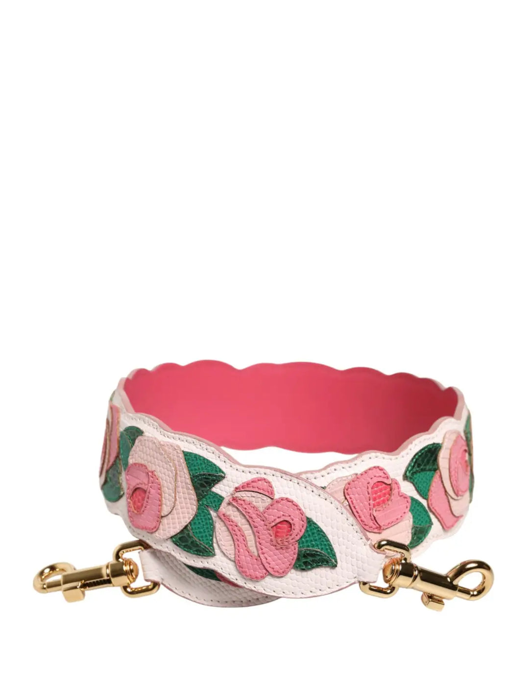 Dolce &amp; Gabbana Strap White Floral Calf Leather Bag Accessory Shoulder