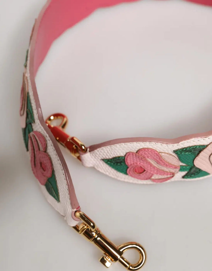 Dolce &amp; Gabbana Strap White Floral Calf Leather Bag Accessory Shoulder