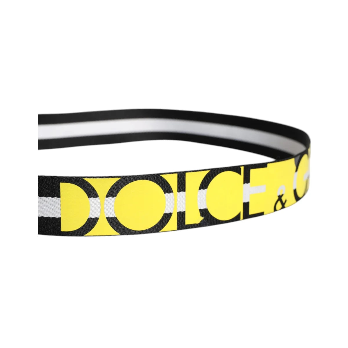 Dolce Gabbana Striped Nylon Belt with Logo and Leather Details &