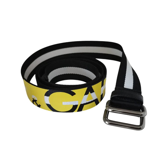 Dolce Gabbana Striped Nylon Belt with Logo and Leather Details &