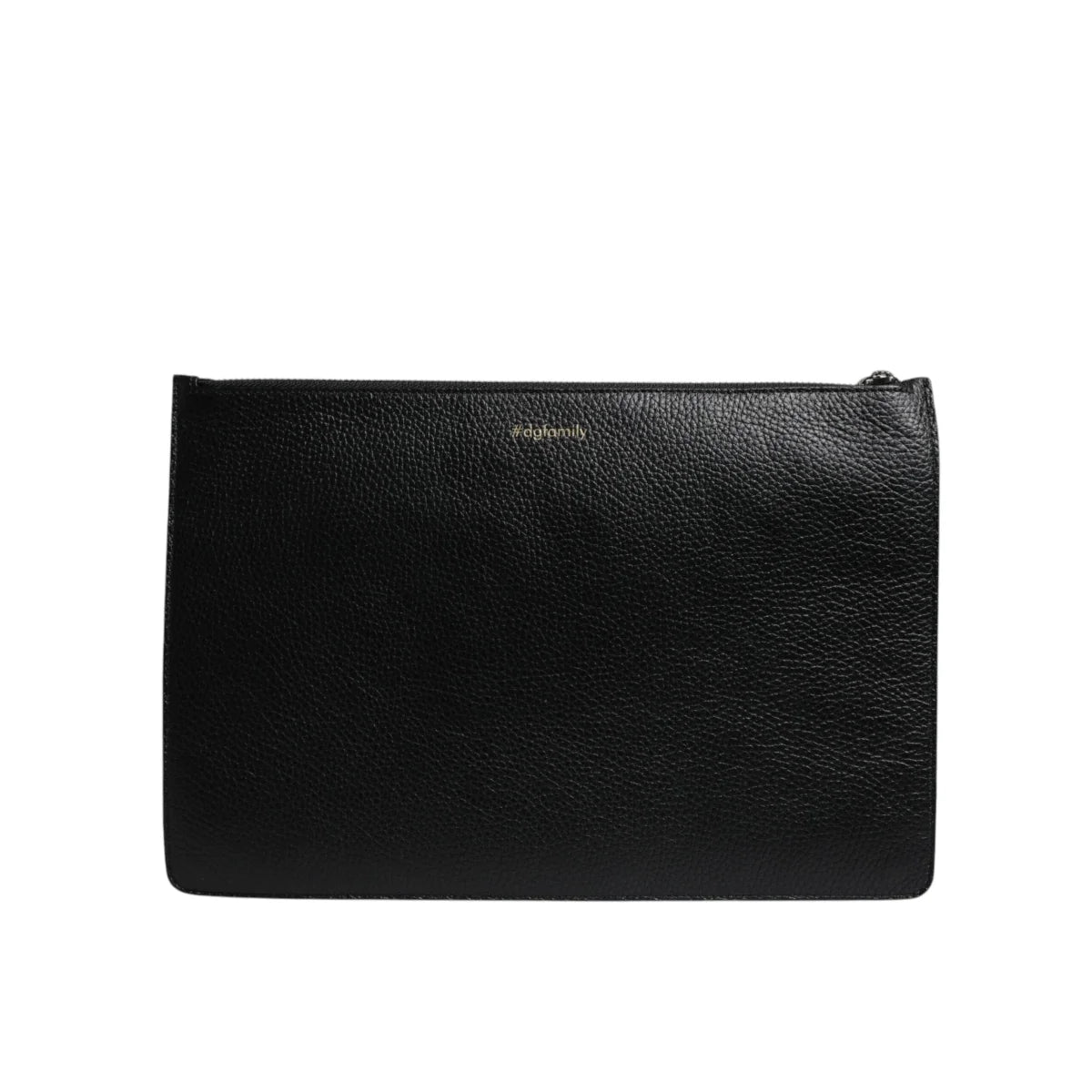 Dolce Gabbana Stud Detailing Graphic Leather Pouch Bag Black &