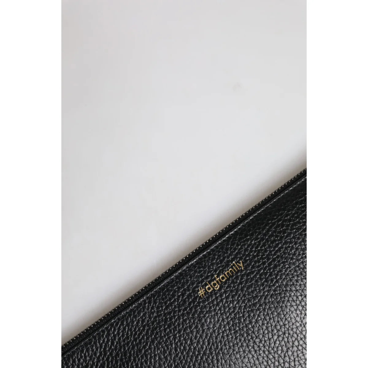 Dolce Gabbana Stud Detailing Graphic Leather Pouch Bag Black &