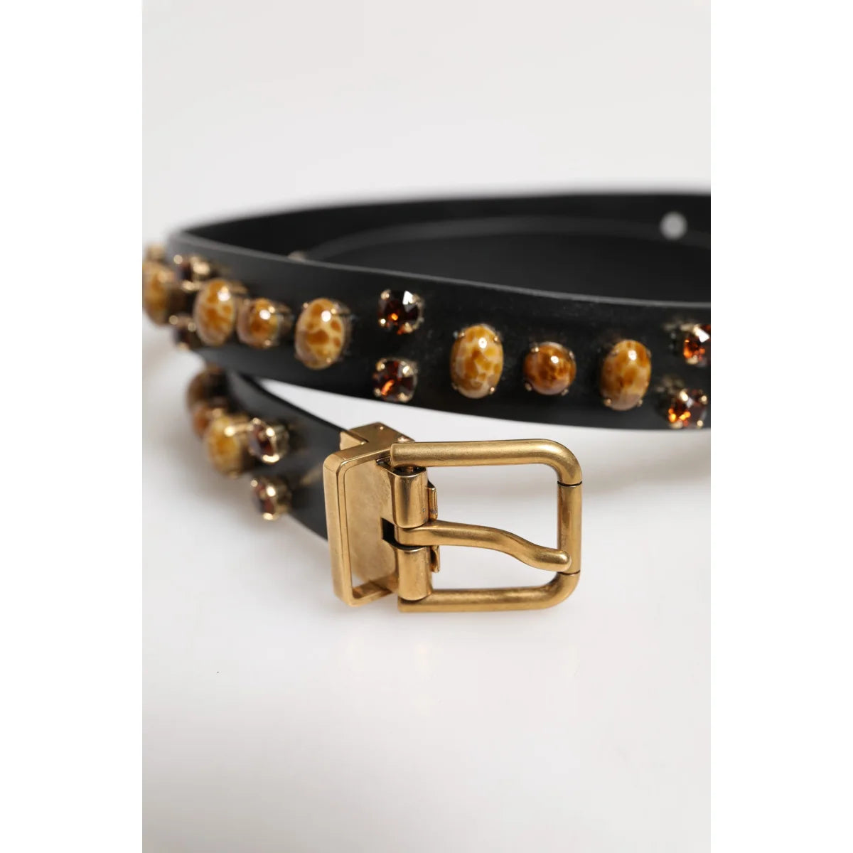 Dolce Gabbana Studded Belt Patent Leather Rock Style Accessory &