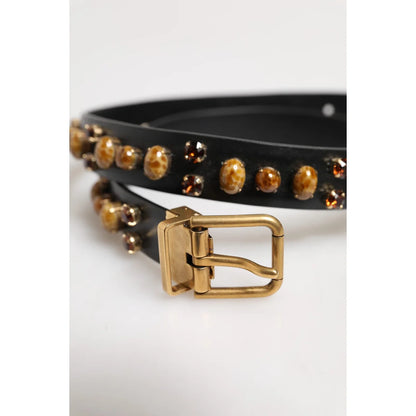 Dolce Gabbana Studded Belt Patent Leather Rock Style Accessory &