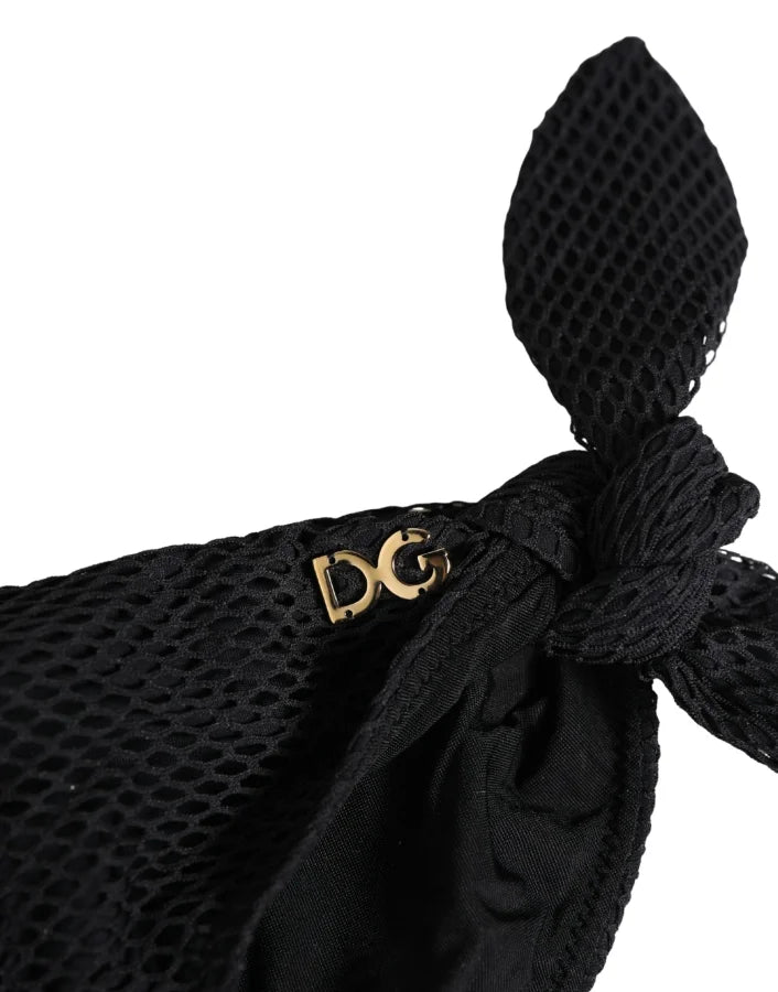 Dolce &amp; Gabbana Swimwear Black Side-Tie Bikini Bottom DG Logo