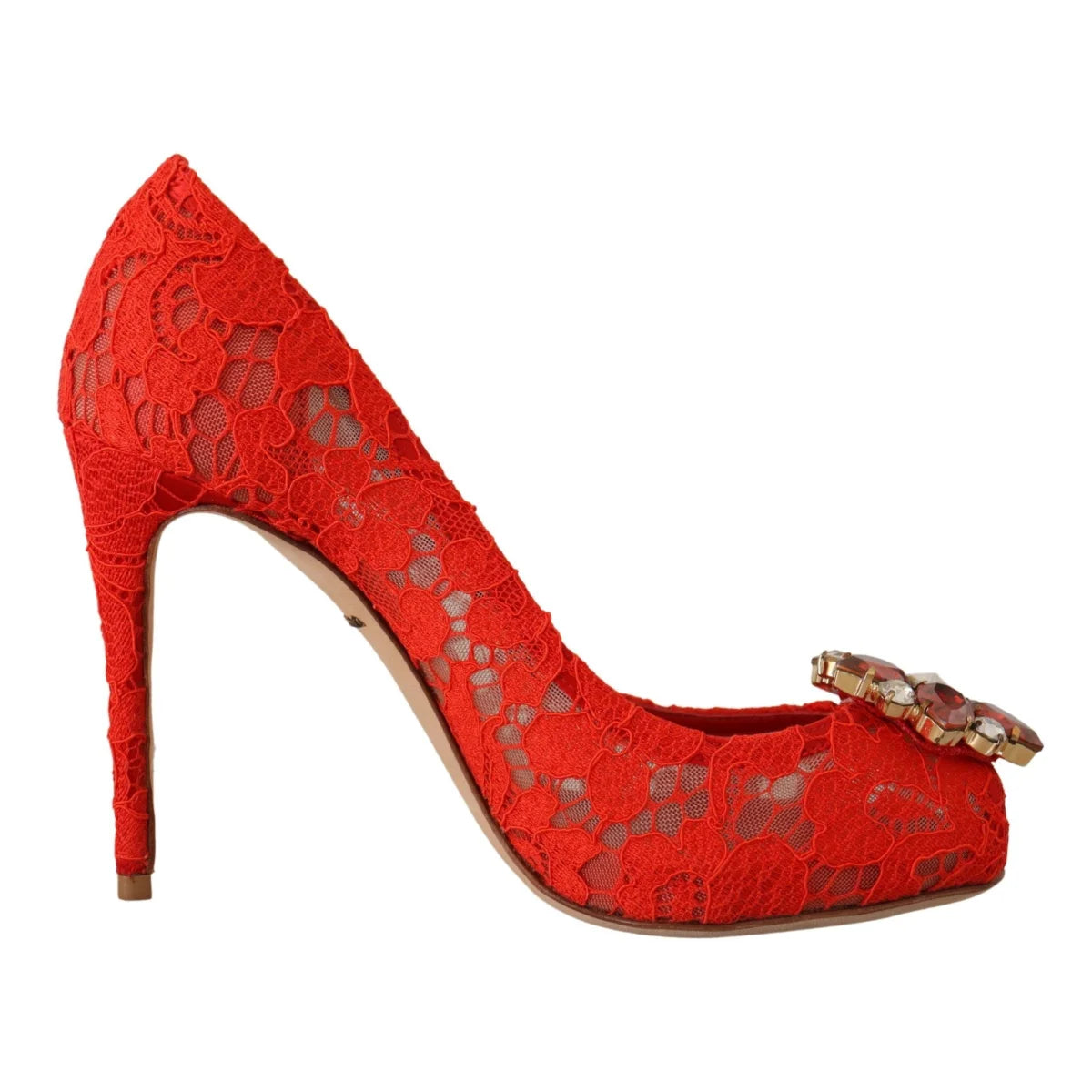 Dolce Gabbana Taormina Lace Pumps with Rainbow Crystal Glamour &