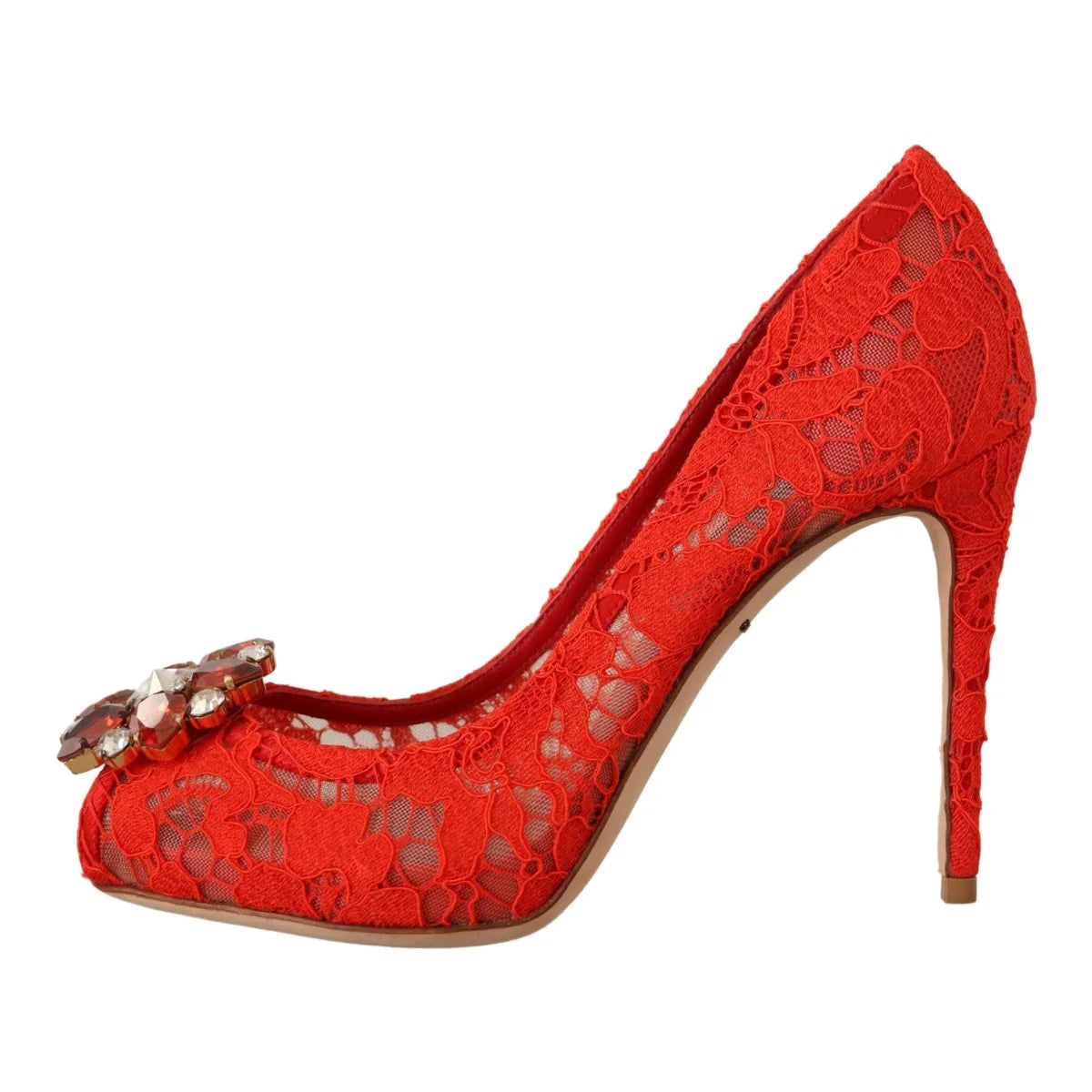 Dolce Gabbana Taormina Lace Pumps with Rainbow Crystal Glamour &
