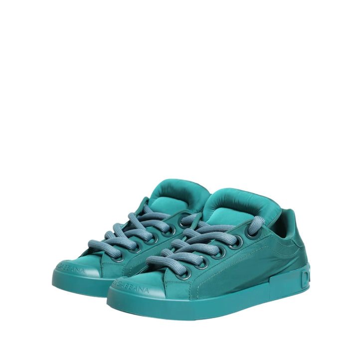 Dolce &amp; Gabbana Teal Portofino Men Low Top Sneakers Shoes