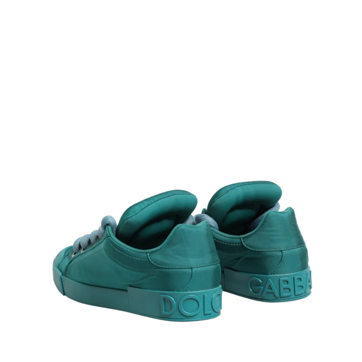 Dolce &amp; Gabbana Teal Portofino Men Low Top Sneakers Shoes