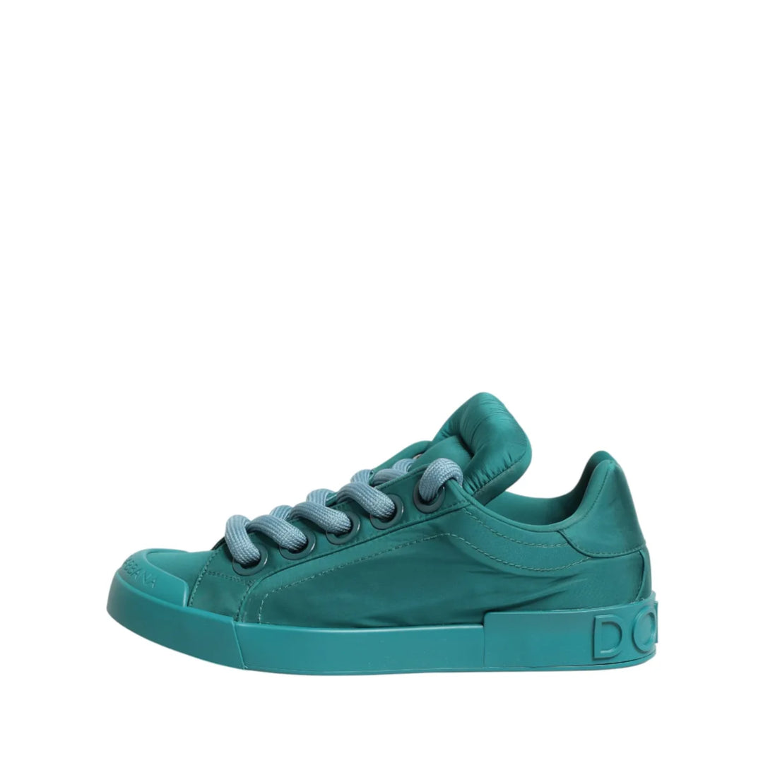 Dolce &amp; Gabbana Teal Portofino Men Low Top Sneakers Shoes