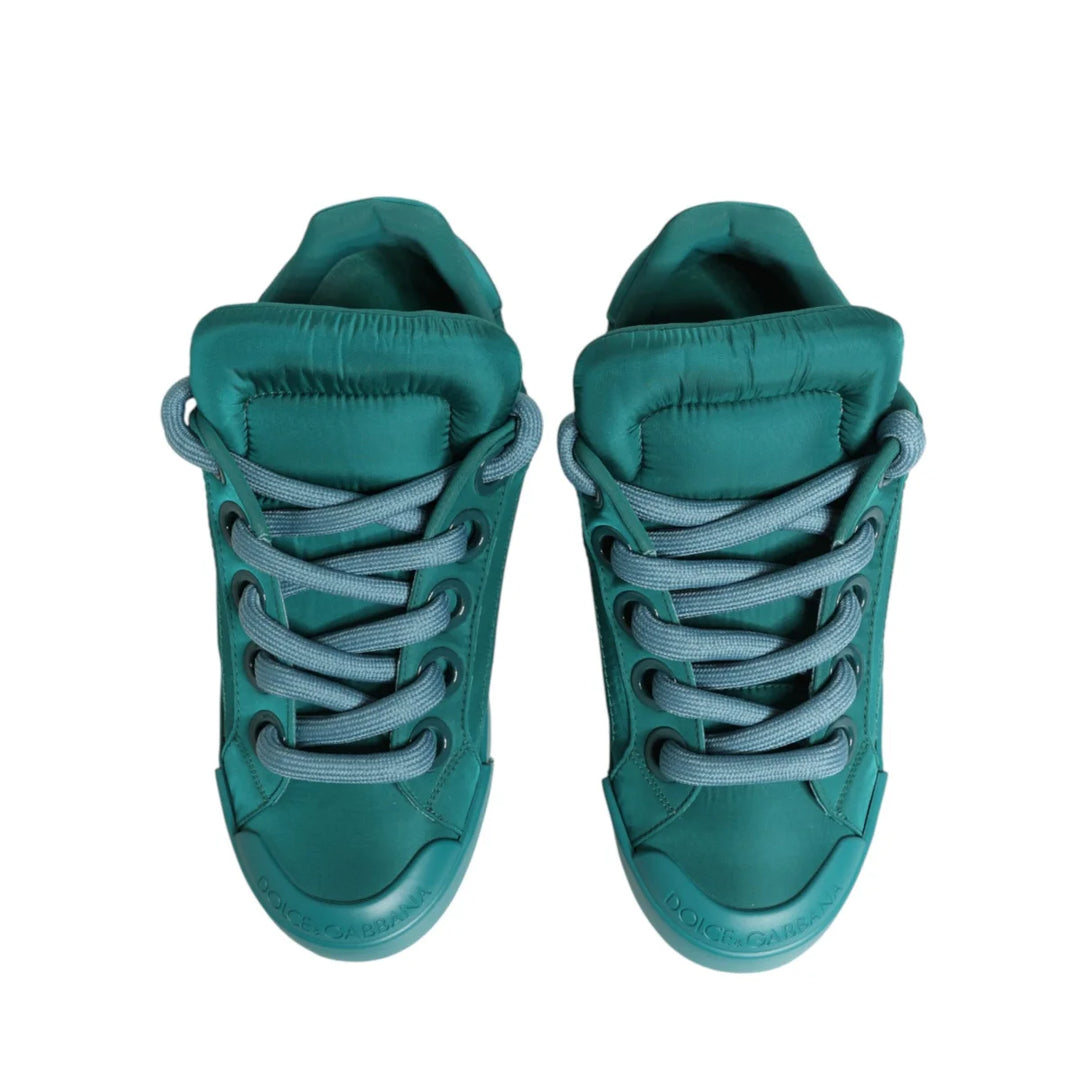 Dolce &amp; Gabbana Teal Portofino Men Low Top Sneakers Shoes