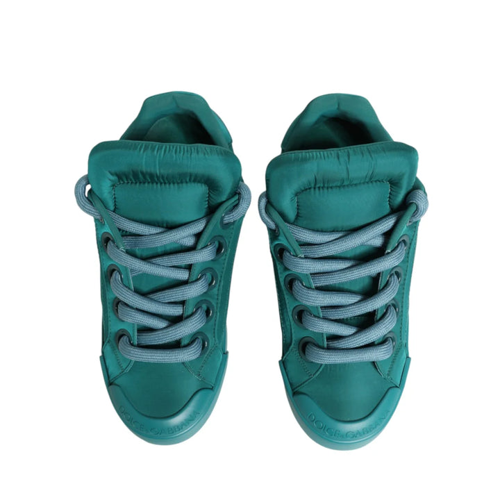 Dolce &amp; Gabbana Teal Portofino Men Low Top Sneakers Shoes