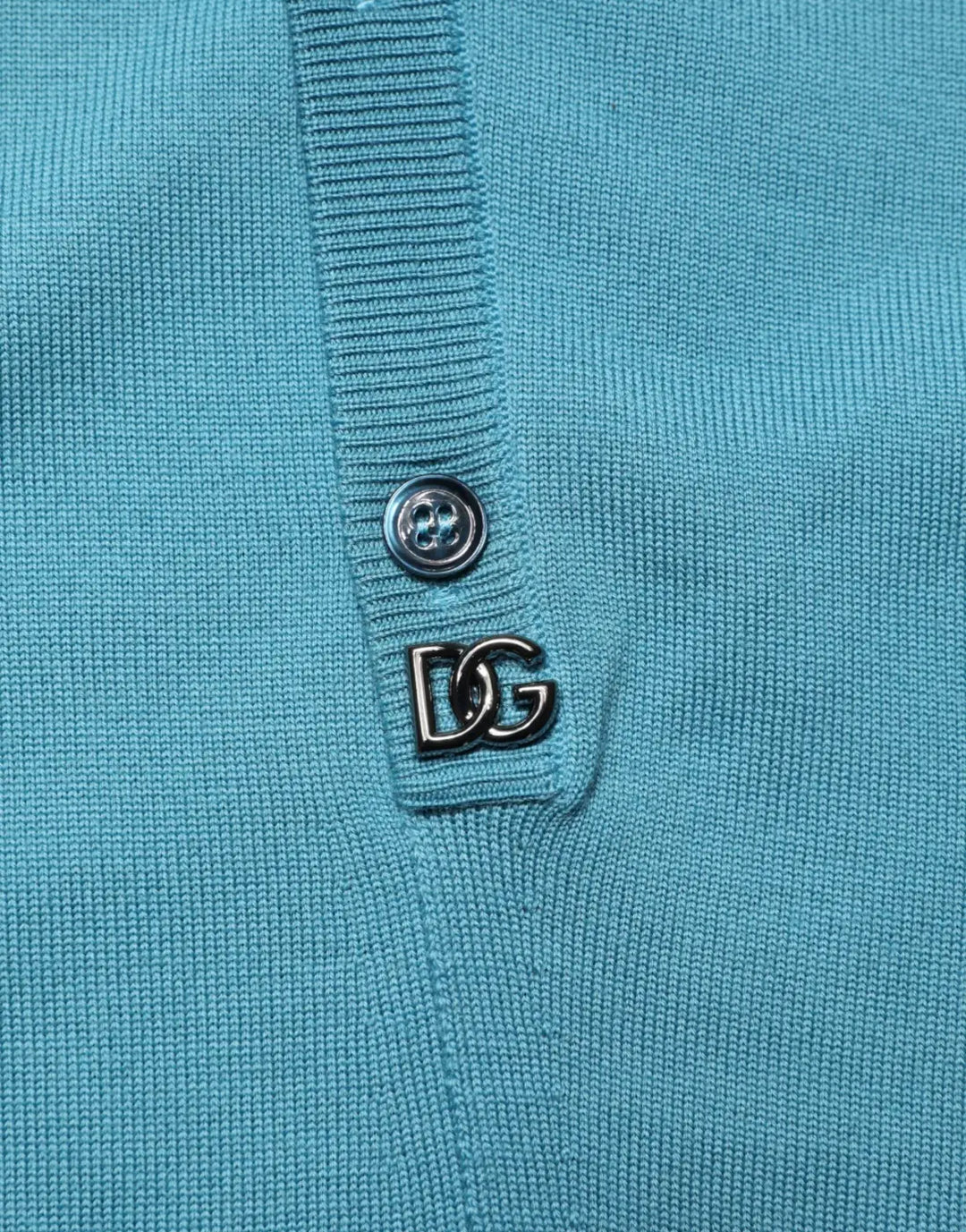 Dolce &amp; Gabbana Teal Wool Collared Polo Pullover Sweater