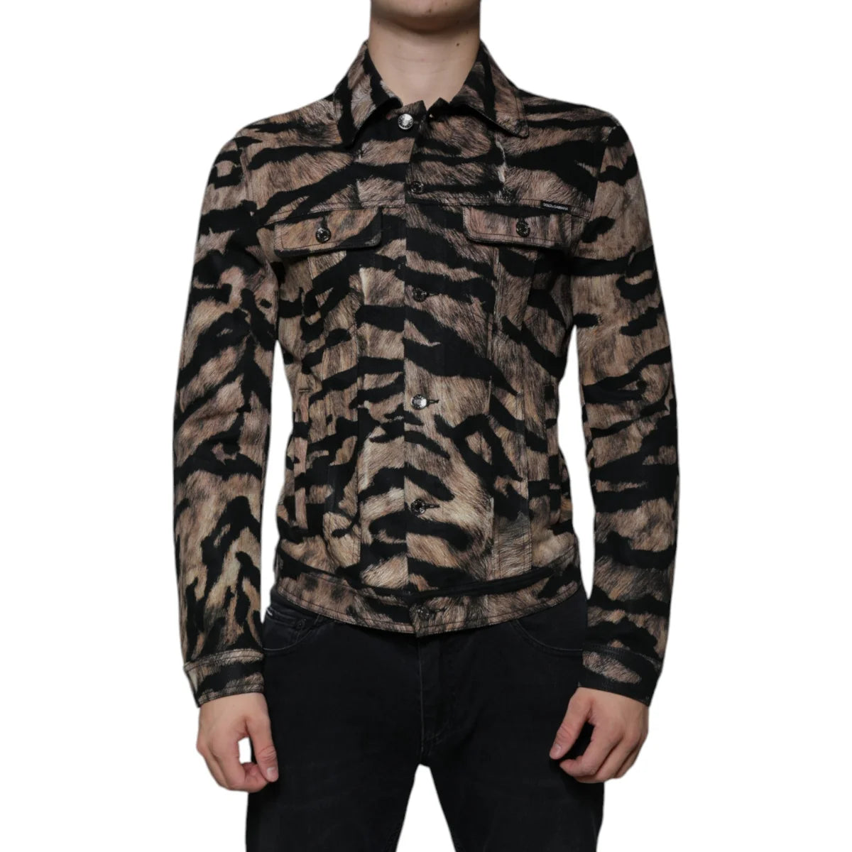 Dolce & Gabbana Tiger Collared Cotton Stretch Jacket