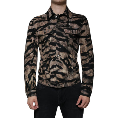 Dolce & Gabbana Tiger Collared Cotton Stretch Jacket