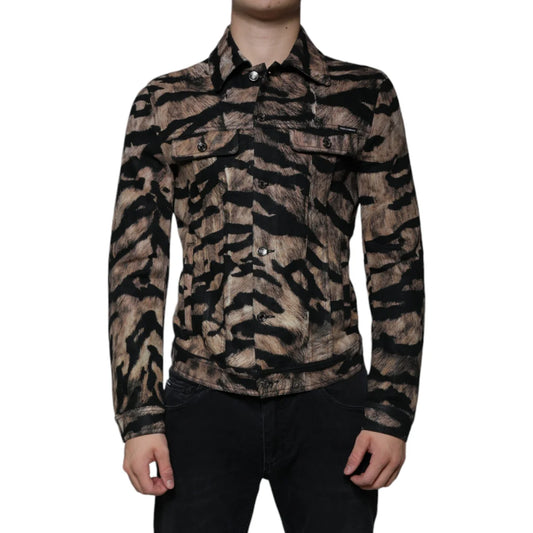 Dolce & Gabbana Tiger Collared Cotton Stretch Jacket