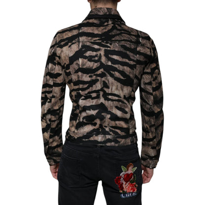 Dolce & Gabbana Tiger Collared Cotton Stretch Jacket