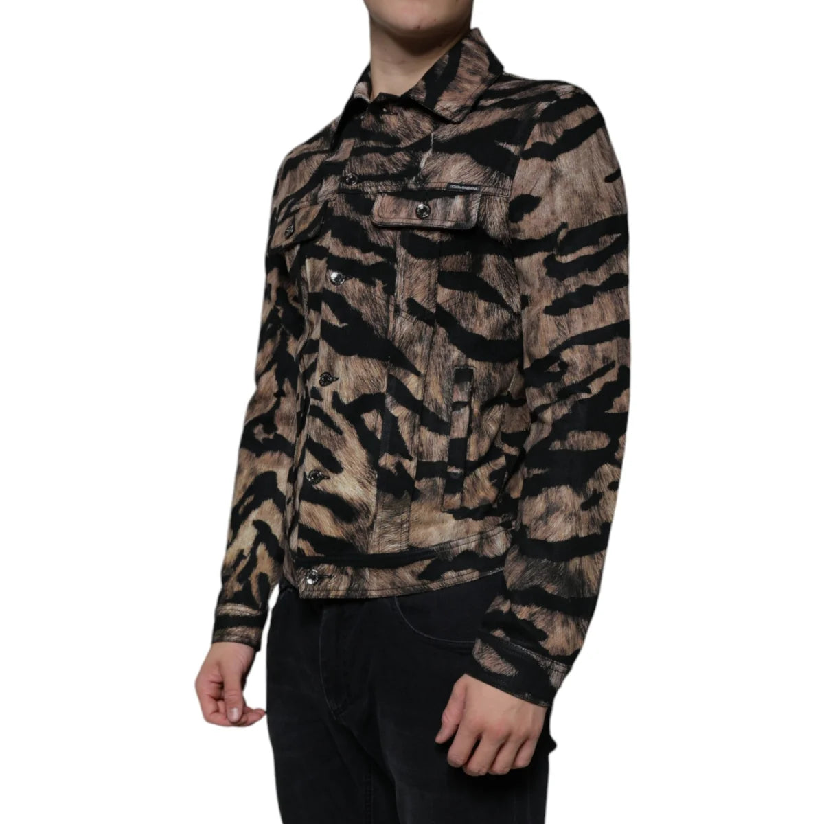 Dolce & Gabbana Tiger Collared Cotton Stretch Jacket