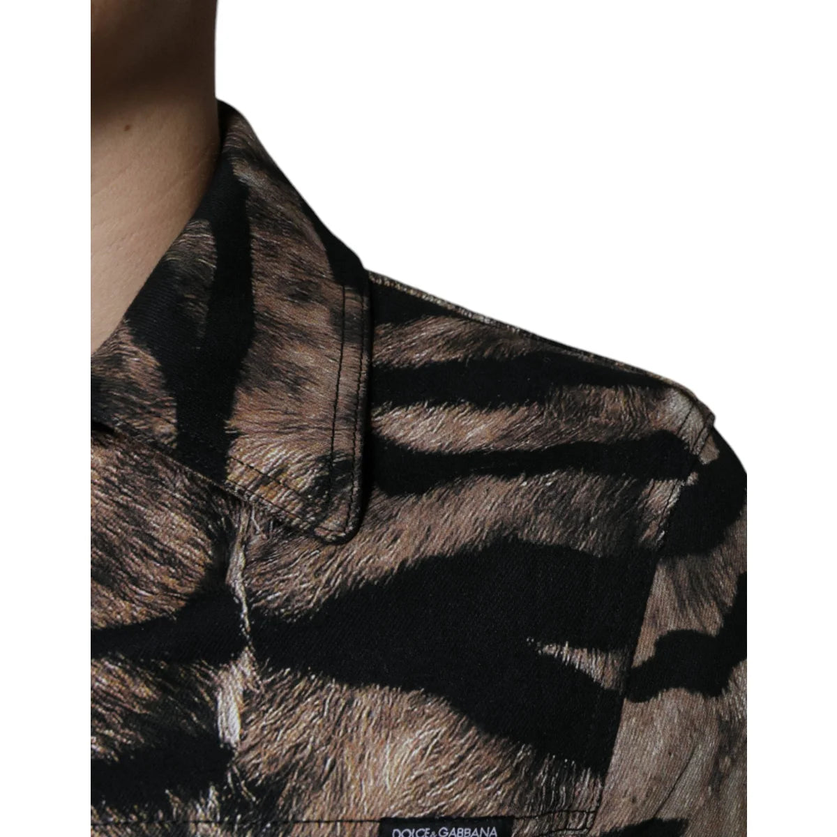 Dolce & Gabbana Tiger Collared Cotton Stretch Jacket