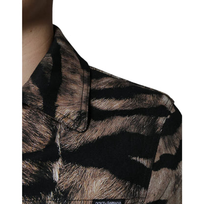 Dolce & Gabbana Tiger Collared Cotton Stretch Jacket
