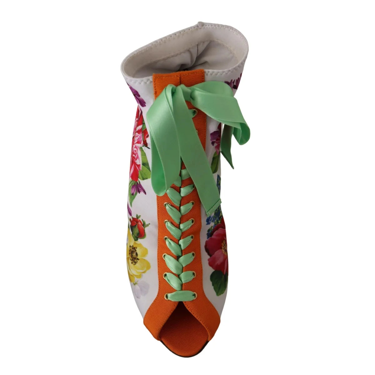 Dolce Gabbana Toe Jersey Heels in Vibrant Floral Open Style &