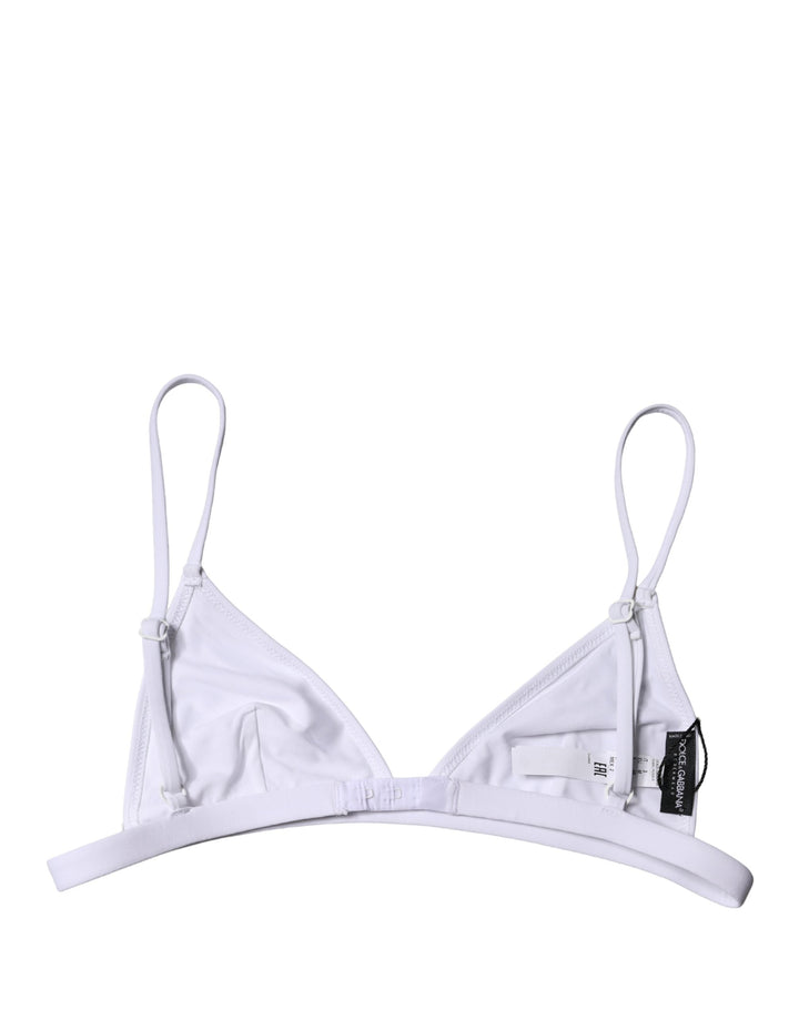 Dolce &amp; Gabbana Top White Nylon Triangle Swimwear Beachwear Bikini - Women’s