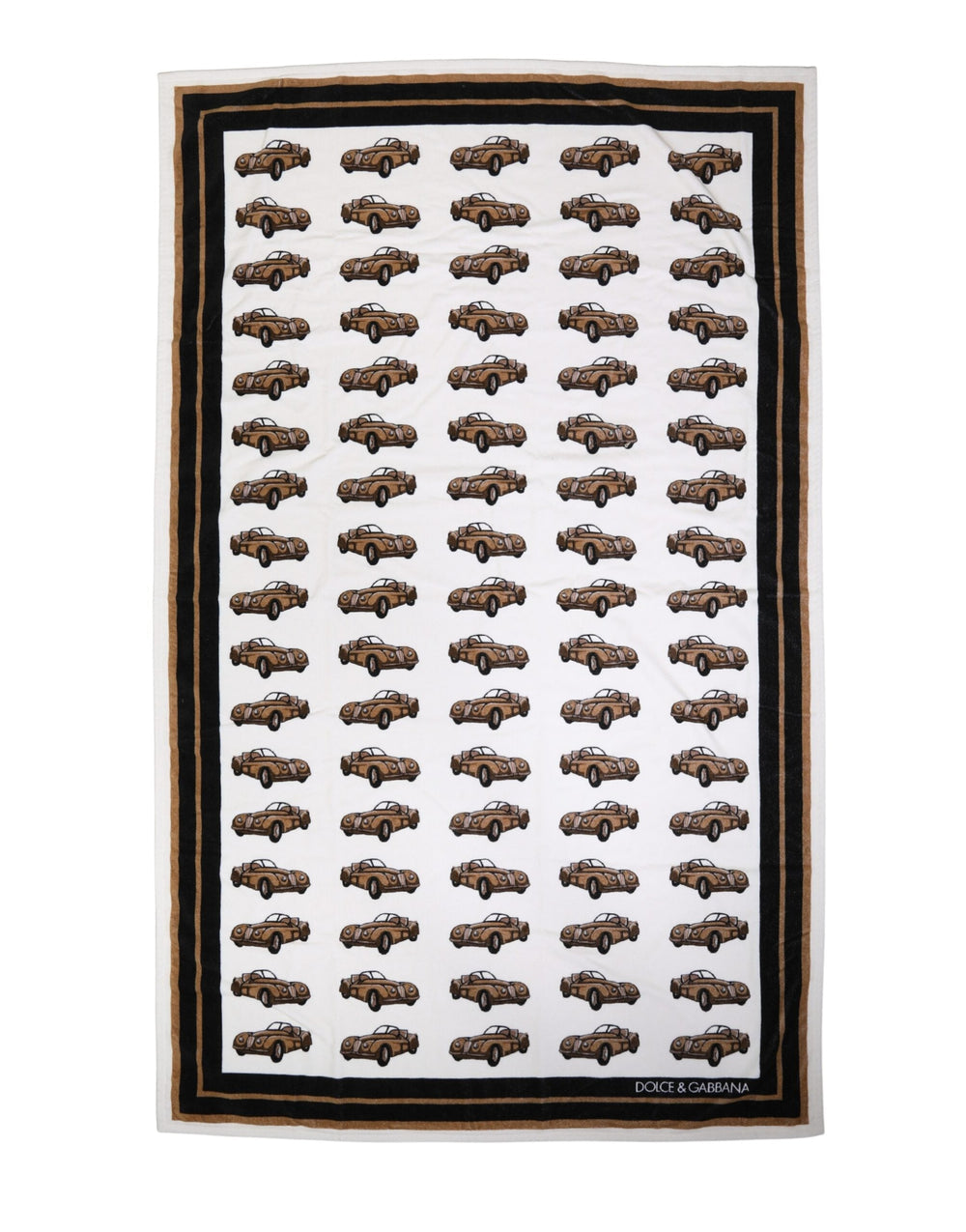 Dolce & Gabbana Towel White Cotton Car Graphic Print 115cm x 180cm Beach - Women’s