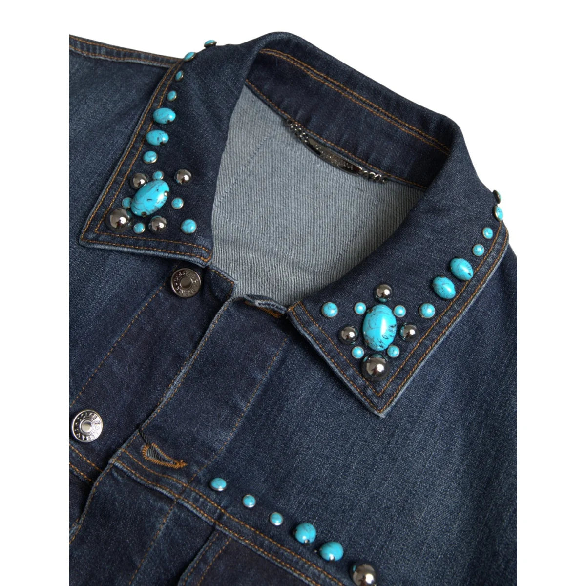 Dolce Gabbana Turquoise Stones Denim Jacket Glamour &
