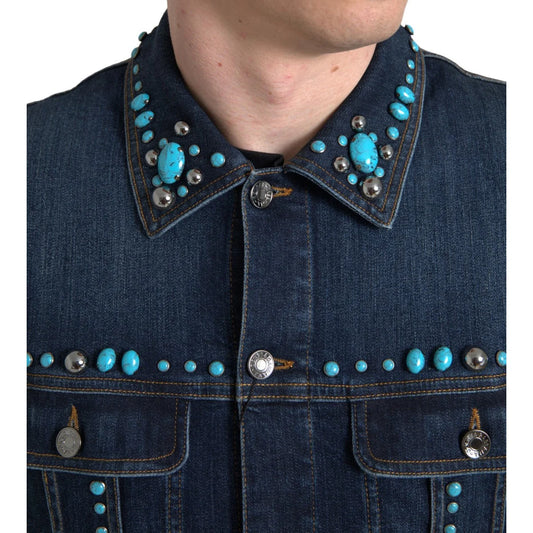 Dolce Gabbana Turquoise Stones Denim Jacket Glamour &