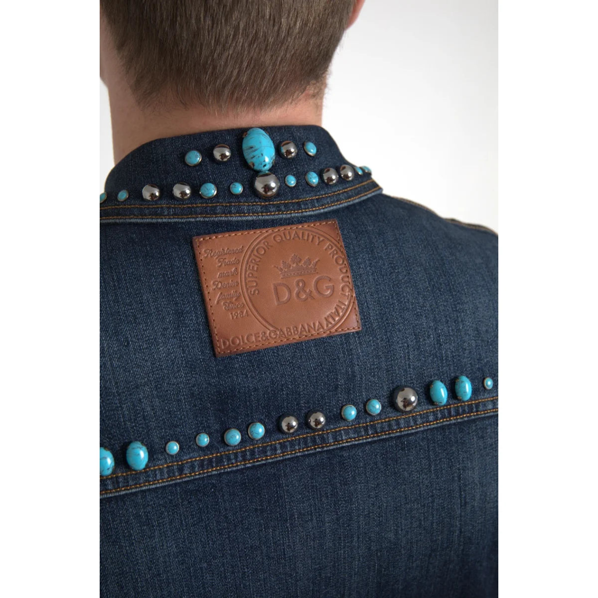 Dolce Gabbana Turquoise Stones Denim Jacket Glamour &