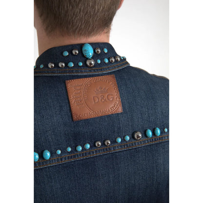 Dolce Gabbana Turquoise Stones Denim Jacket Glamour &