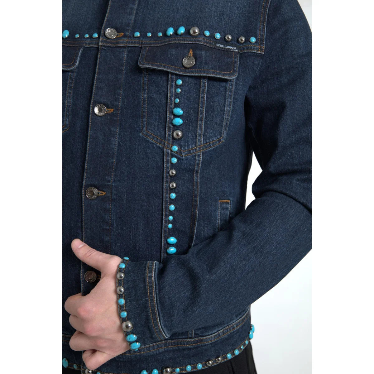 Dolce Gabbana Turquoise Stones Denim Jacket Glamour &