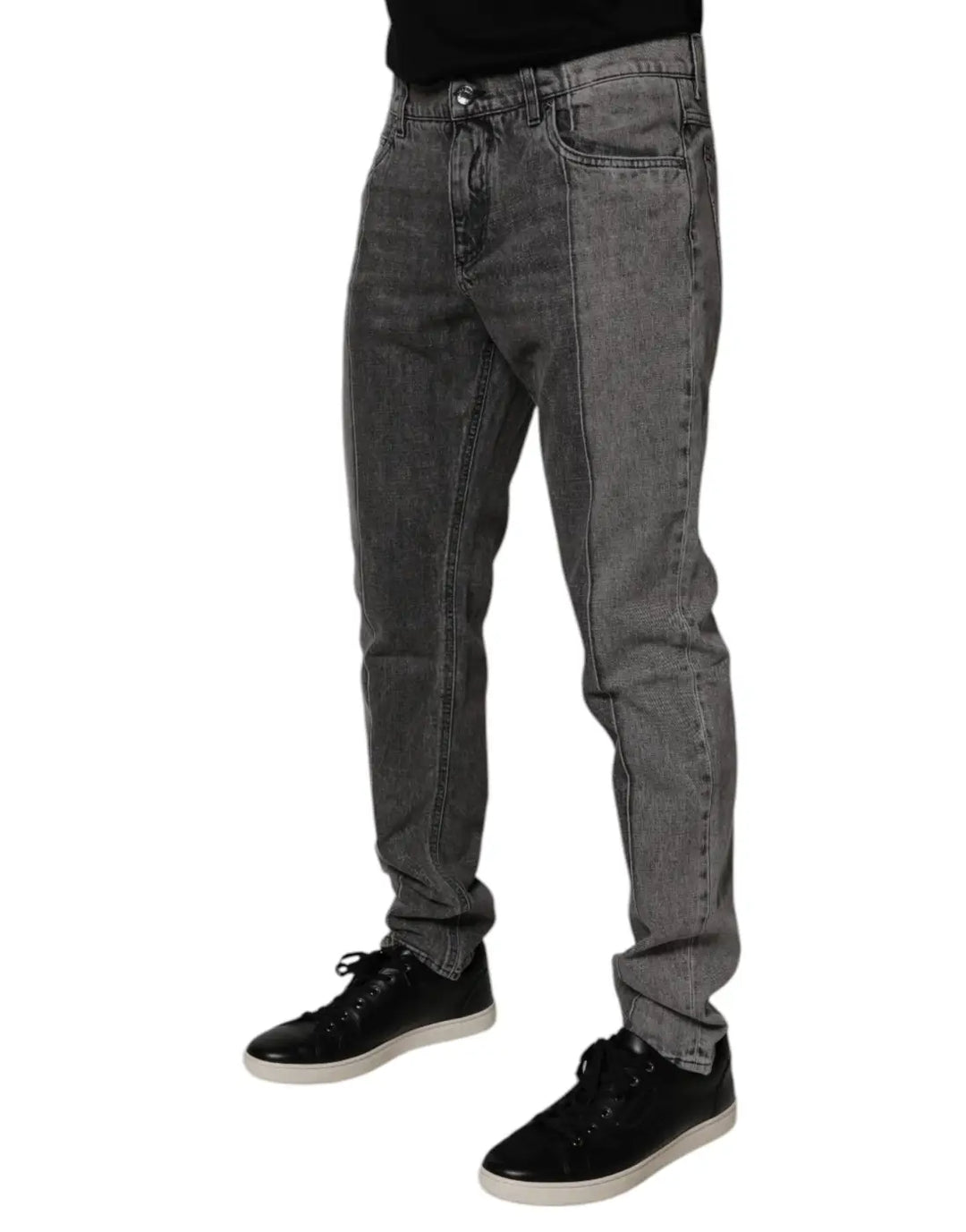 Dolce &amp; Gabbana Two Tone Gray Cotton Denim Jeans