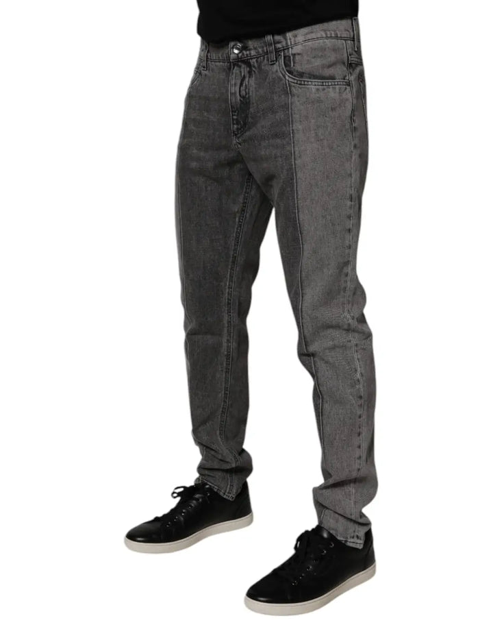 Dolce &amp; Gabbana Two Tone Gray Cotton Denim Jeans
