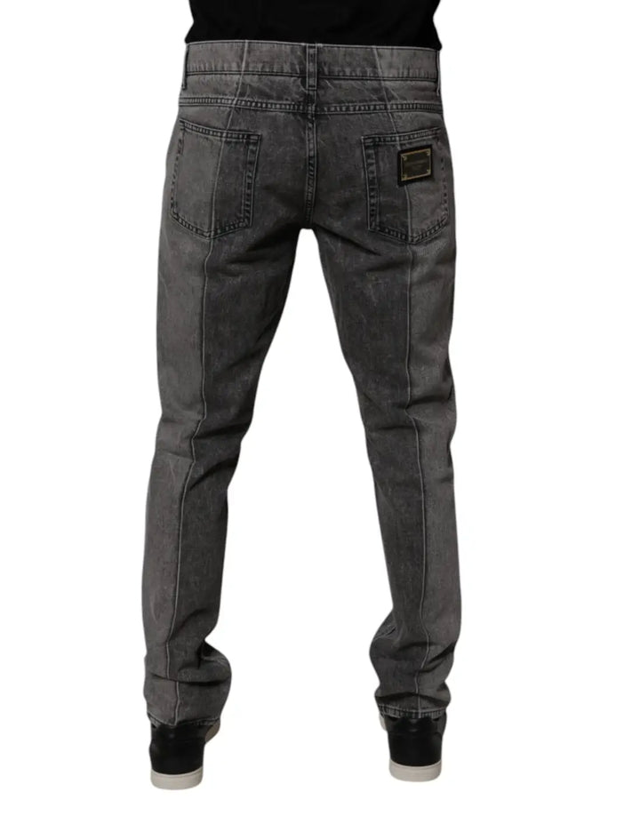 Dolce &amp; Gabbana Two Tone Gray Cotton Denim Jeans
